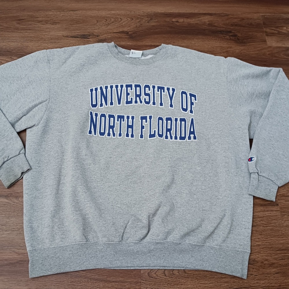 Champion University of North Florida UNF Sweatshirt Mens XL Gray Eco Pullover